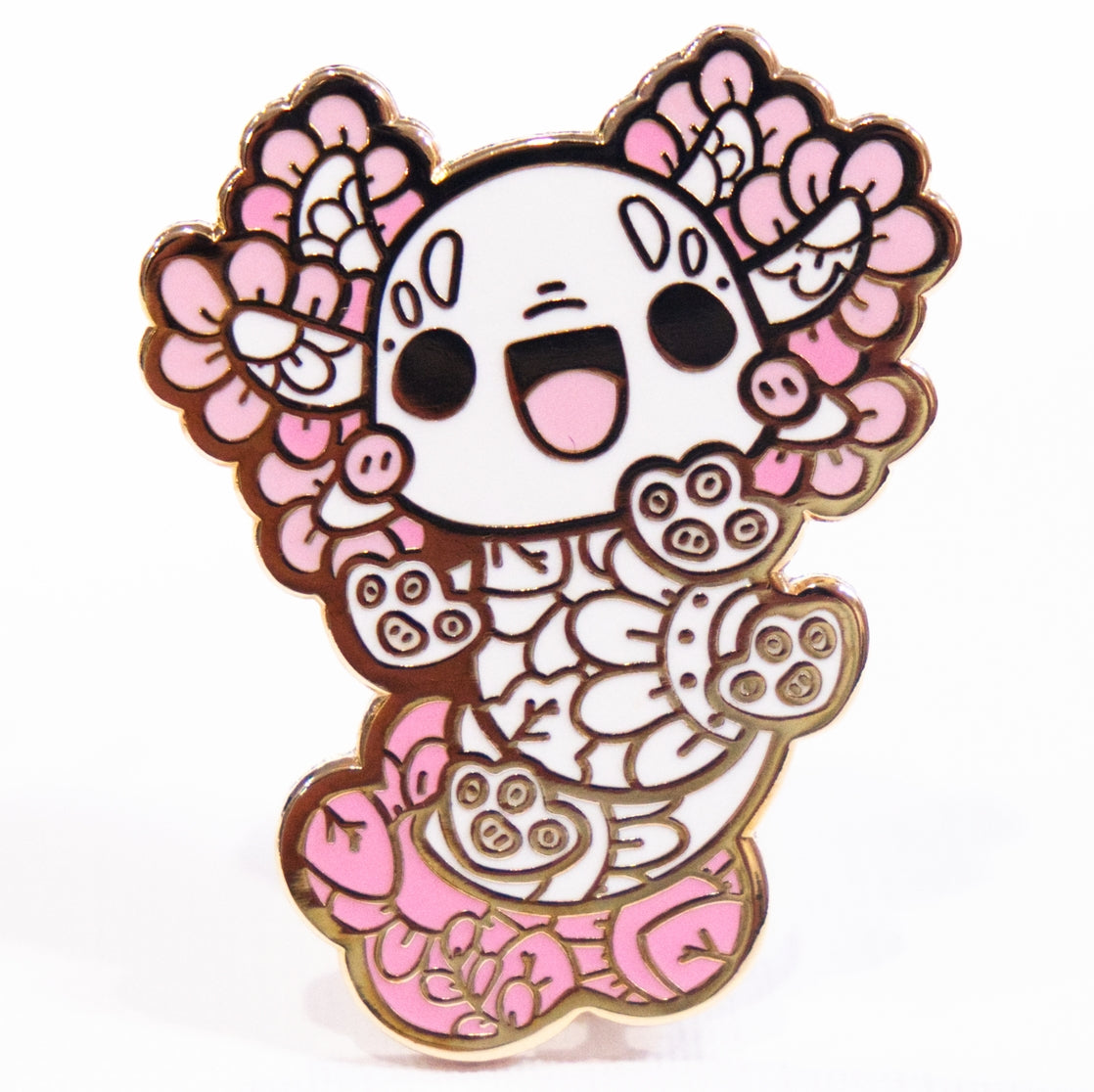 Lindo pin de esmalte de ajolote leusístico