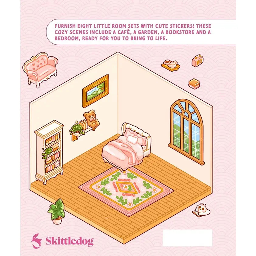 Cute 'n' Cozy Sticker Therapy Book
Relax into the latest craft-therapy craze for creating cute little scenes using adorable stickers
Welcome to a cozy world of absolute cuteness. Pick an empty room, furnish it, decorate it, and fill it with furry little characters. Then carry on until you've created your own unique keepsake.
This book features eight cute little themed corners to make your own homely isometric scenes. Each room is accompanied by two pages of stickers that include furniture, characte