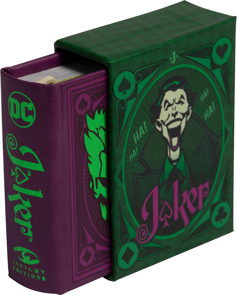 As one of Gotham City's most notorious criminal masterminds and Batman’s archenemy, The Joker has shared lots of cracks and quips throughout his comic history. Now readers can enjoy his twisted wisdom in this collectible tiny book.
Part of an exciting new series of miniature comic book titles, this book compiles all of The Joker’s cleverest quotes and wittiest banter along with classic artwork in an appealing mini package.