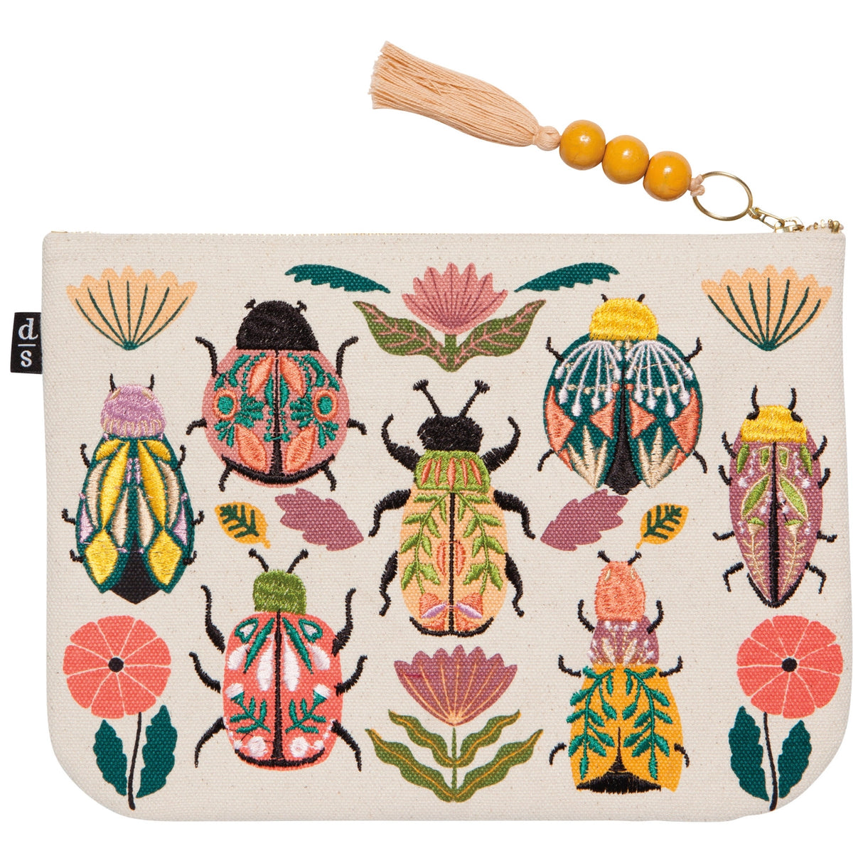 Place your treasured possessions under the protection of ancient enchantments with our Large Amulet Zip Pouch. Opulently embellished scarab beetles and potent herbal blooms promise immunity from danger, providing you with priceless peace of mind.
• Size: W9.75 x L7in
• Material content: 100% Cotton, Polyester Embroidery
• Care instructions: Spot clean only