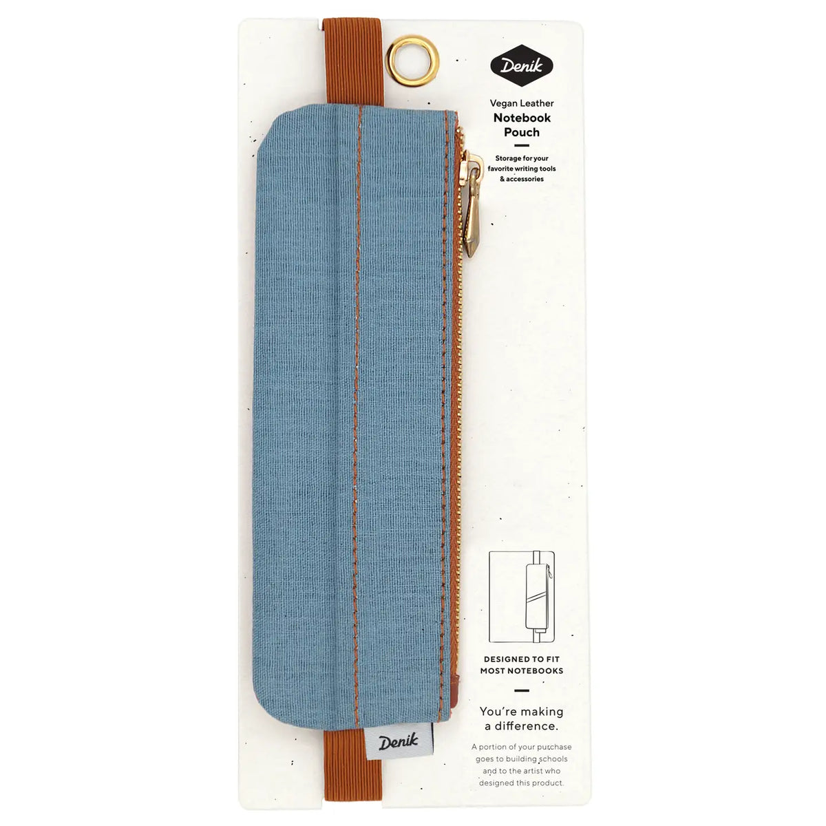 Denim Distressed Blue Notebook Pouch
Keep your go-to notebook and must-have pens together with our Denim Blue Notebook Pouch (honestly, we should’ve made these sooner). Designed with a fabric front, PU back, and a fully nylon-lined interior, it features an elastic band that fits snugly around most notebooks—so you’re ready for everyday ideas on the go.
Vegan Leather Pouch with Zipper
Elastic Fits Books up to 9" High
Zipper closure
9" x 3.75"
