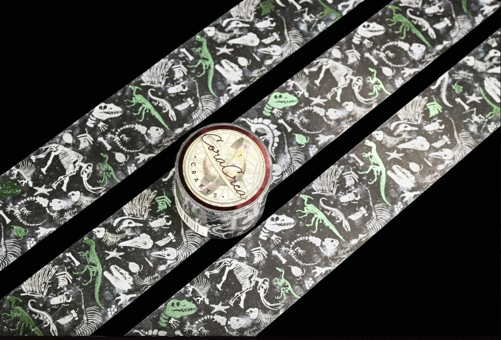Cinta washi de aluminio con forma de dinosaurio