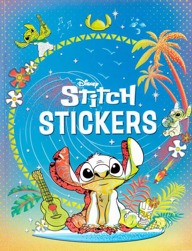 More than 500 colorful stickers of everyone’s favorite blue alien are perfect for scrapbooking or decorating your personal items.
Since the 2002 release of the Disney animated film Lilo & Stitch, the wild blue alien known as Stitch has become a fan favorite—so much that he now has his own sticker book! This collection of more than 500 colorful stickers includes fun and rarely seen images from the Disney archives, including character art, composed graphics, icons, and unique designs that are perfect for scr