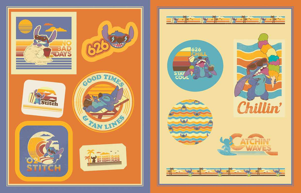 More than 500 colorful stickers of everyone’s favorite blue alien are perfect for scrapbooking or decorating your personal items.
Since the 2002 release of the Disney animated film Lilo & Stitch, the wild blue alien known as Stitch has become a fan favorite—so much that he now has his own sticker book! This collection of more than 500 colorful stickers includes fun and rarely seen images from the Disney archives, including character art, composed graphics, icons, and unique designs that are perfect for scr