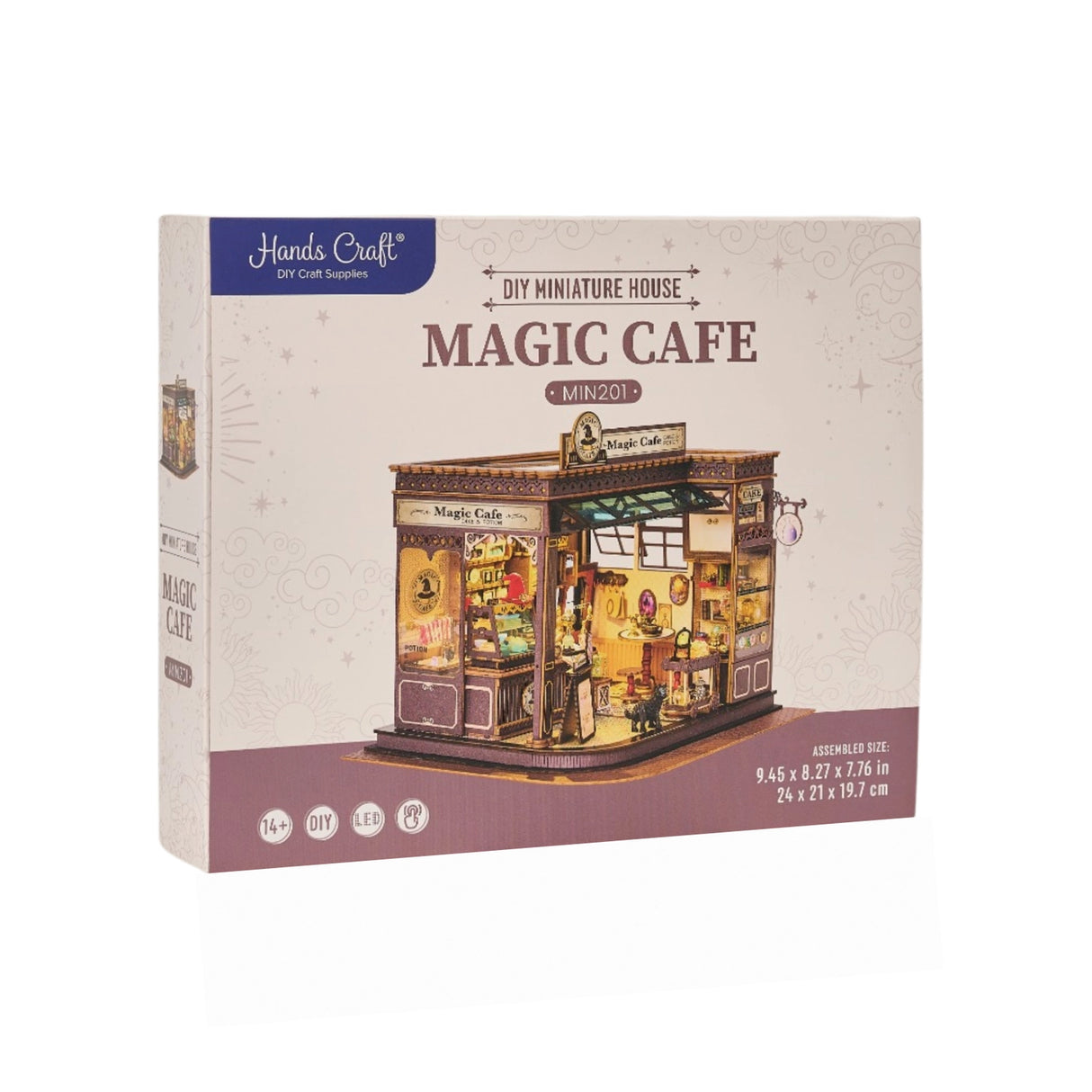 Step into a whimsical world of sugar, spells, and stardust with the Magic Café DIY Miniature House Kit. This enchanting build-it-yourself café brings to life a cozy little corner where witches, wizards, and woodland creatures gather for enchanted brews and magically infused pastries. Watch as tiny shelves fill with jars of mysterious ingredients, and the glass display case glows with cakes that sparkle with edible enchantments.
2 AAA batteries required; batteries are not included.
Ages 14+ 380 pieces
Assem