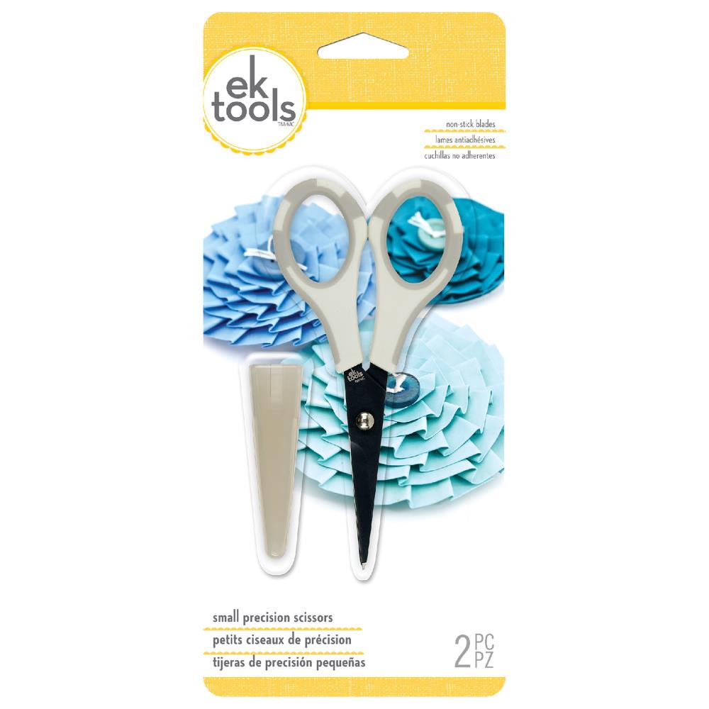These scissors feature a comfort grip handle that make them perfect to use on all your craft projects! They have non-stick blades and can be used for both right and left handed people.
This package contains Small Precision Scissors, one 5 inch long pair of scissors with a safety cover.