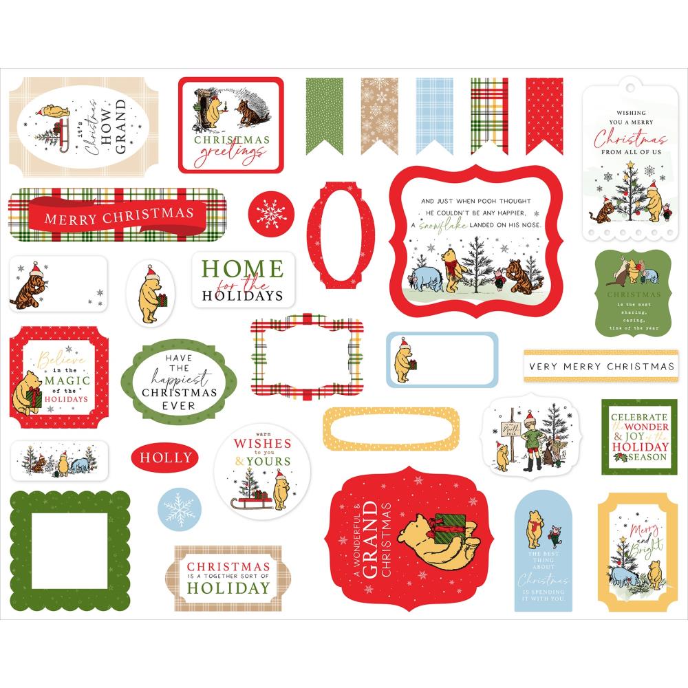 Echo Park Ephemera - Icons, Winnie The Pooh Christmas