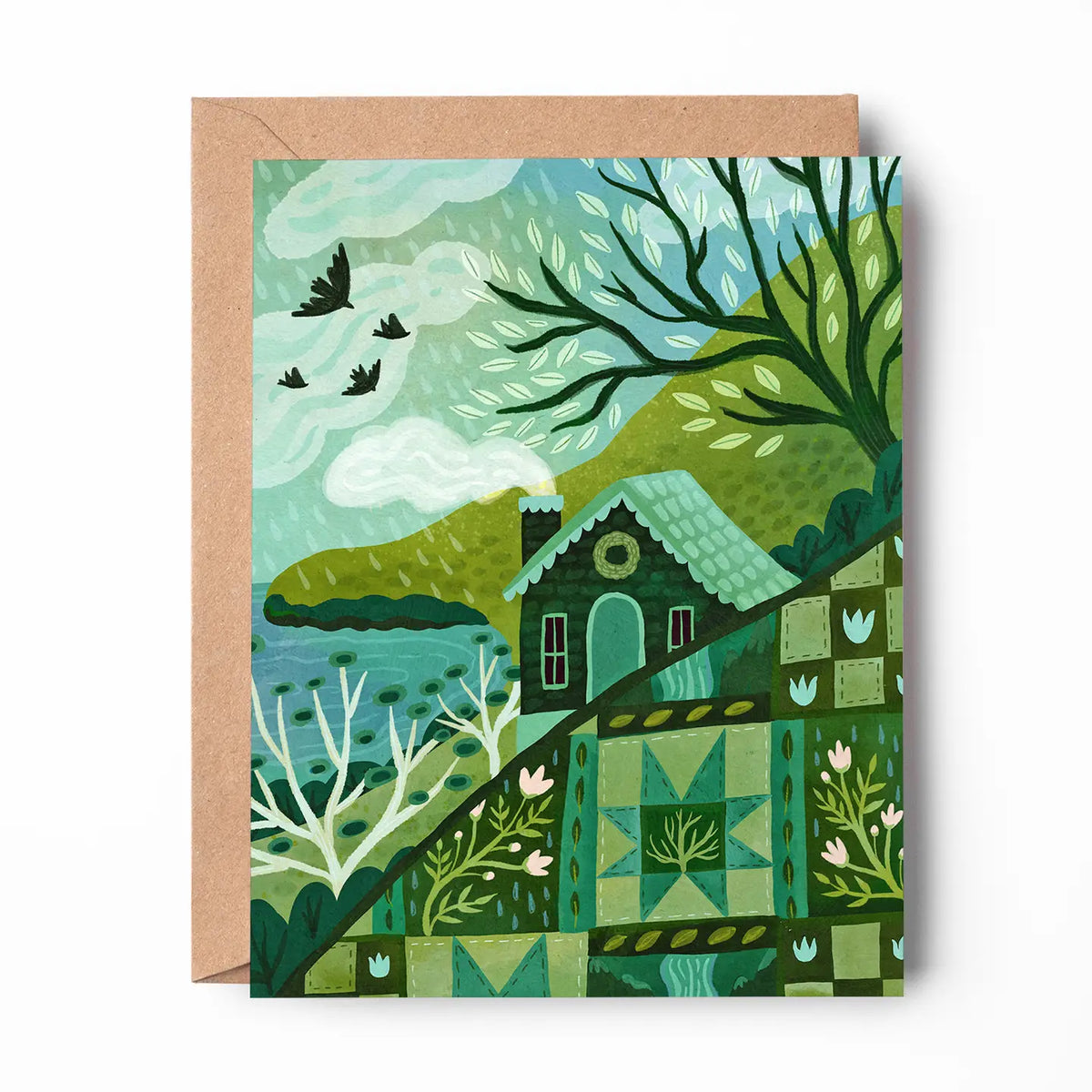 Emmylou Illustrations - Cozy Cottage Greeting Card
Spring greeting card featuring a quilt pattern and a cozy cottage. Perfect for anniversaries, birthdays, Mother’s Day, or just because! All greeting cards are hand illustrated by me!
Printed on premium heavyweight matte cardstock, this A2 card is blank inside—ready for your handwritten notes.
Includes a kraft envelope