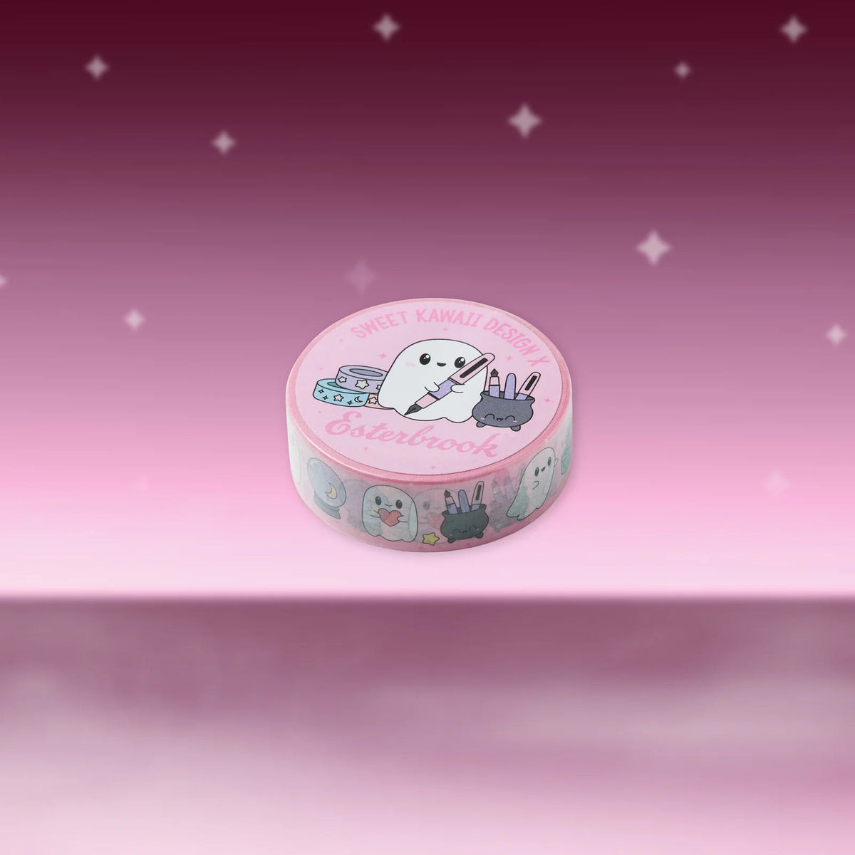 Esterbrook x Sweet Kawaii Design - Pink Ghosts Washi Tape
Spooky season, but make it stationery! This Sweet Kawaii Design x Esterbrook washi tape features a sweet pink background filled with little ghosts, a cauldron pen cup, stacks of washi, a crystal ball, and other spooky-cute details. Basically everything we love, with a little Halloween magic mixed in.
Washi measures 15mm x 5 Meters
