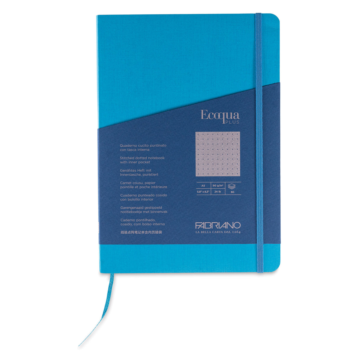 Ecoqua Plus by Fabriano is a collection of notebooks designed to accompany you every day, withstanding prolonged use. These notebooks open perfectly, allowing you to comfortably write on every page, right down to the last. Entirely made in Italy, they use the best raw materials and are produced with renewable energy, demonstrating a concrete commitment to sustainability.
The cover, with its special canvas-like texture and scratch-resistant finish, is available in eight intense and bright colors, giving