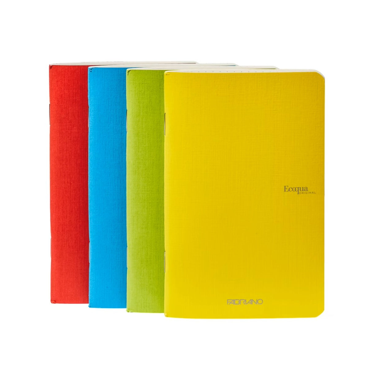 Fabriano EcoQua 3" x 5" Pocket-Sized Notebooks are ideal for writing and drafting with pencil, ballpoint pens, fountain pens and marker pens. The notebook pack includes four 3" x 5" staple-bound journals that are made in Italy of 57 lb. 90g/m2 Bioprima ivory shade paper. Multi-purpose, versatile surface. Environmentally-friendly, FSC-certified, acid-free paper. The paper is chlorine-free, acid-free and completely recyclable.
The Spring Set includes yellow, lime, turquoise and red covers.
4 notebooks; 32