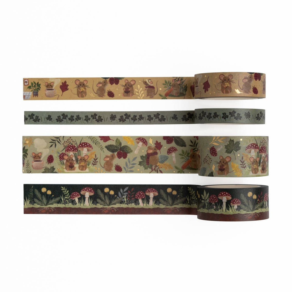 Add a dash of whimsy to your creative space with the Field Mouse Washi Tape Set. Featuring soft florals, cozy textures, and tiny mouse illustrations, this charming set brings a sweet woodland story to life across four unique rolls. 