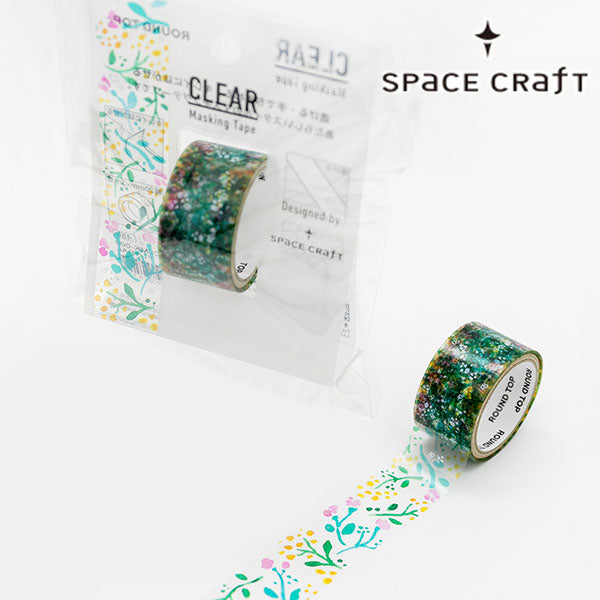 Cinta washi transparente con diseño floral
