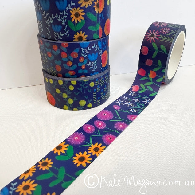 Cinta washi con motivos de granja de flores