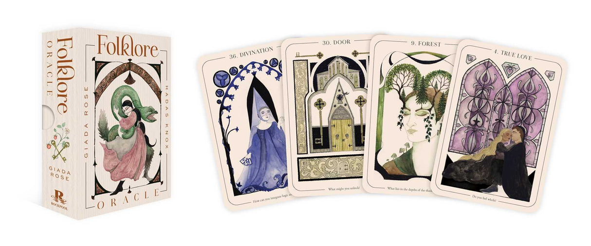 Folklore Oracle By Giada Rose
Giada Rose, bestselling illustrator of Seasons of the Witch, dives into the rich, archetypal, and cautionary wisdom of folklore and regional traditions. With a cottagecore vibe, this beautiful oracle is perfect for a journey of self-discovery.