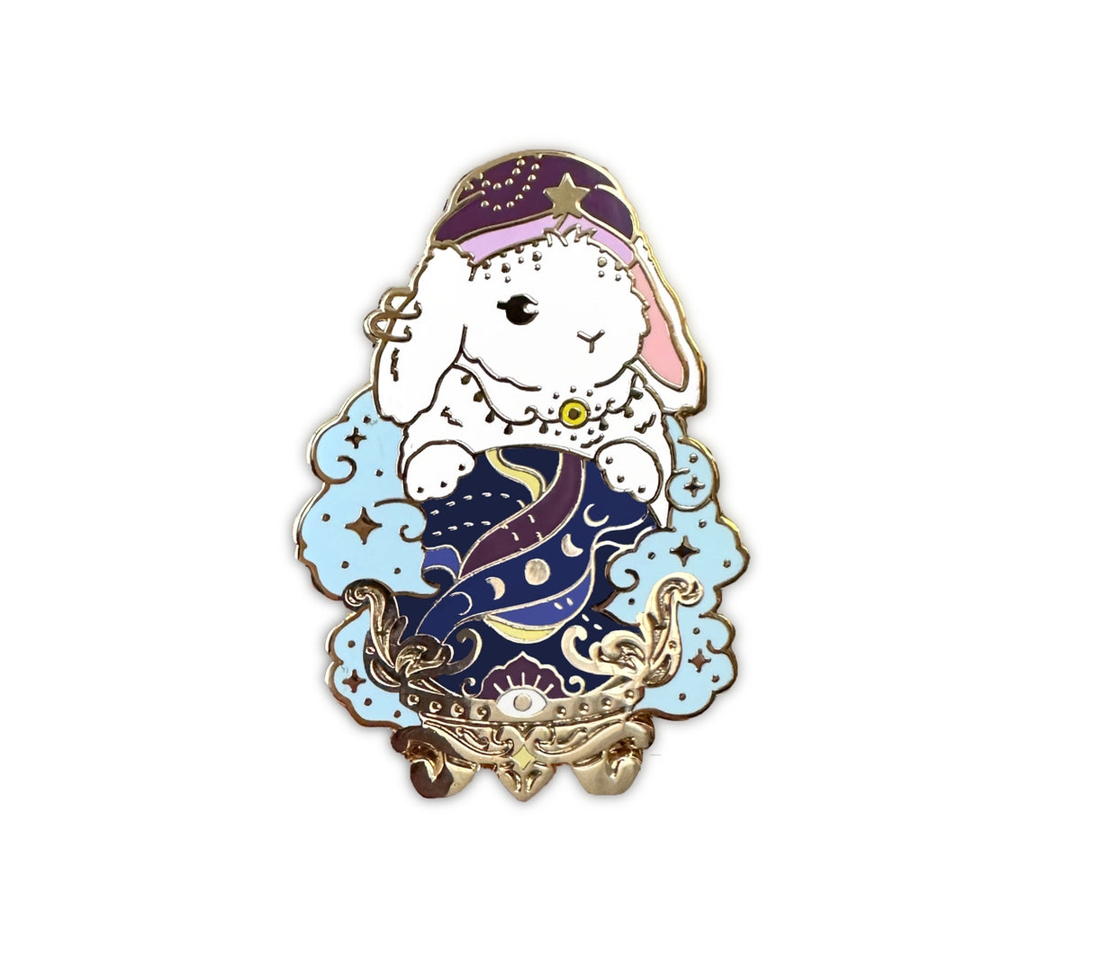 Pin de esmalte de conejo adivino