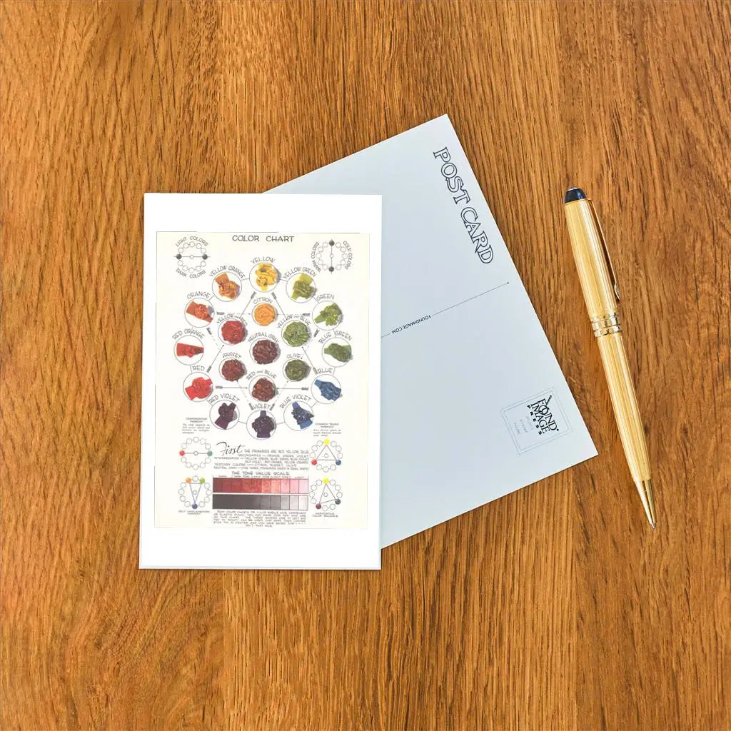 Found Image Press - Color Chart Postcard
Elevate your inventory with this classic 3.5" x 5.5" postcard featuring an image from our Art Misc. collection titled Color Chart. It captures a nostalgic, vintage-inspired aesthetic that customers love. Perfect for adding a charming, retro flair to your repertoire.
• Size: 3.5" × 5.5"
• Made in USA using biodegradable, recycled, and recyclable materials