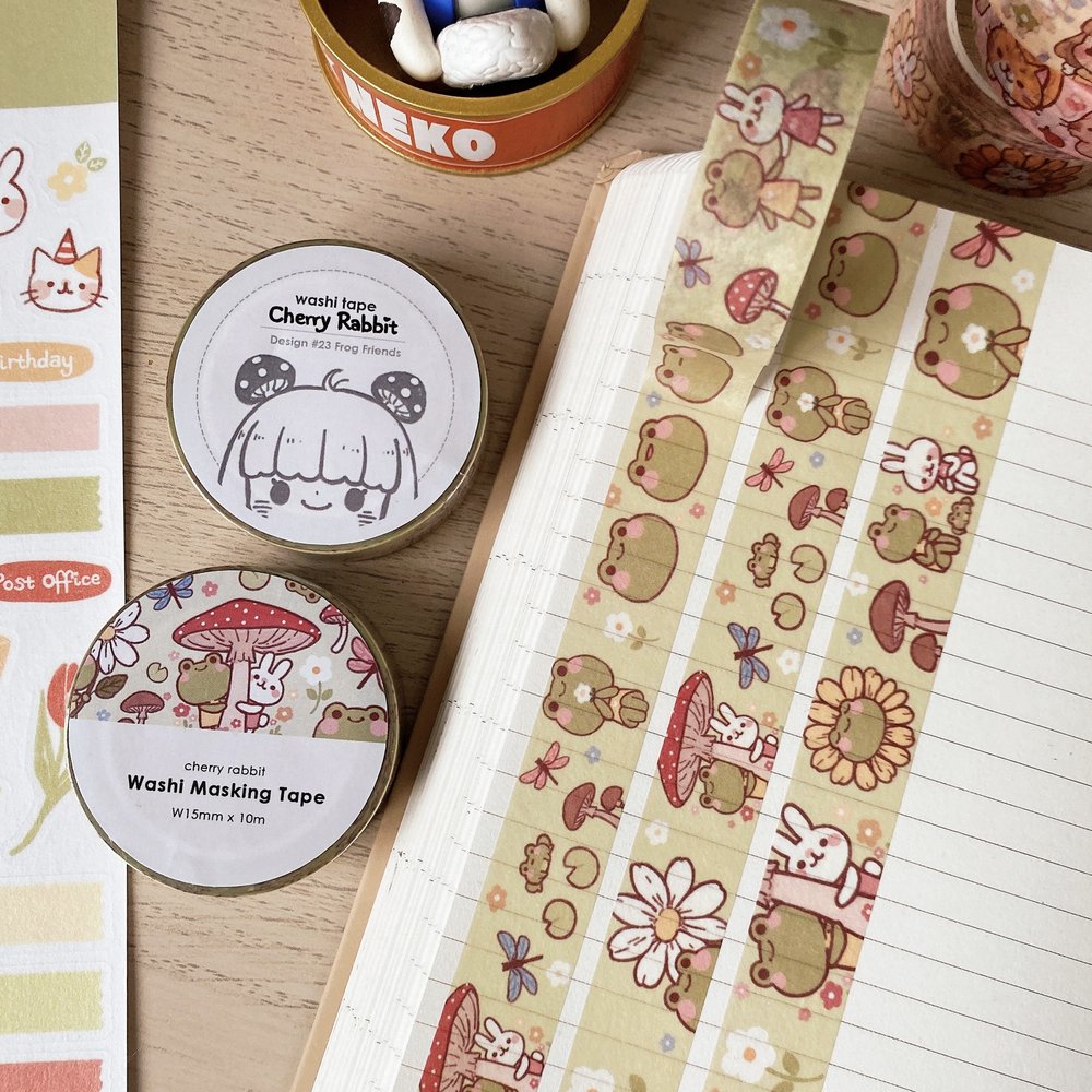 Cherry Rabbit Frog Friends Washi Tape