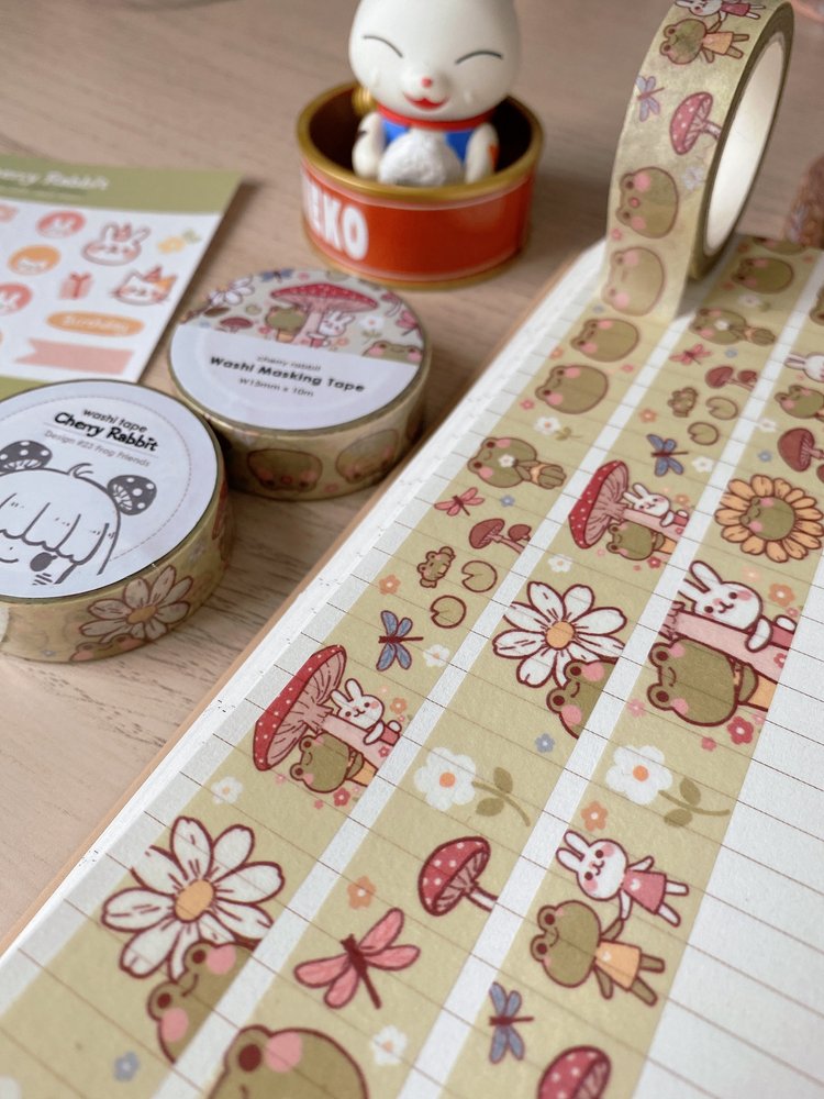 Cherry Rabbit Frog Friends Washi Tape