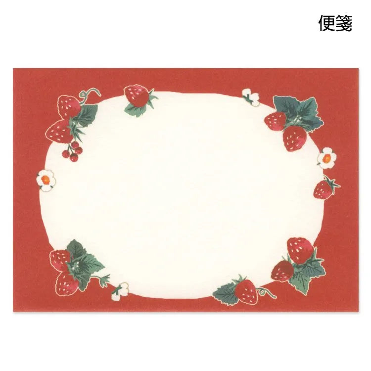Fujinami Quail - Strawberry Letter Set
Artist 'Fujinami Quail' introduces a new strawberry series in a small, easy-to-use letter set!
Perfect for summer letters or for the strawberry lover in your life!
8 letterheads - 148×105mm
4 envelopes 162×114mm
Material: Paper