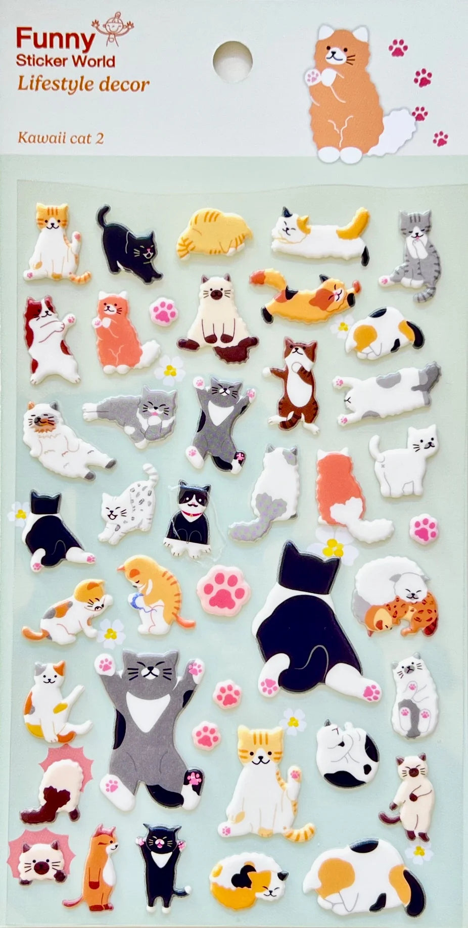 Funny Sticker World - Kawaii Cat 2 Puffy Sticker Sheet
Sweeten up your journal, planner, or craft projects with the Kawaii Cat Puffy Sticker Sheet from Funny Sticker World. Filled with adorable cat‑themed illustrations, this sheet brings a playful charm to any page.
Puffy sticker sheet
Includes 1 sticker sheet
