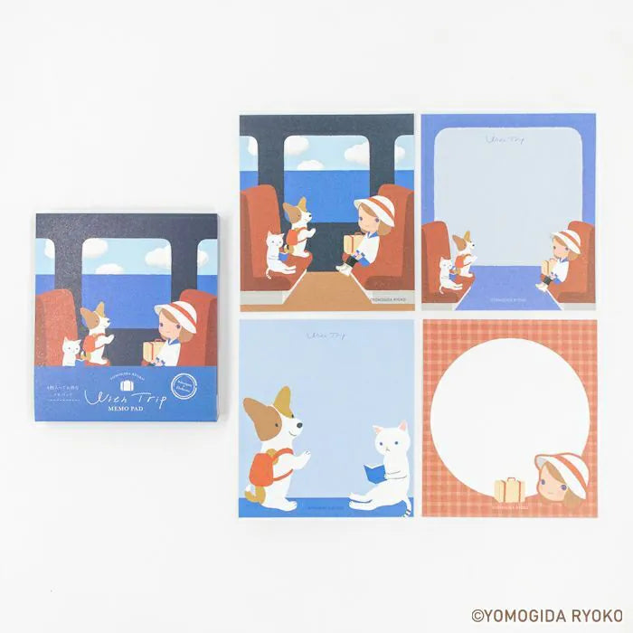 Introducing the cute memo pads from the wonderful artist Ryoko Yomogida's With Trip collection! It features a lovely girl character accompanied by her little animal friends as they adventure through the world. Choose from the various designs available to spread warmth one note at a time!