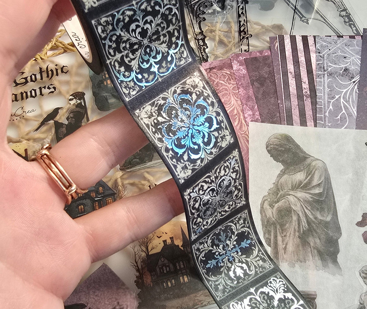 Cinta washi con bordes quemados