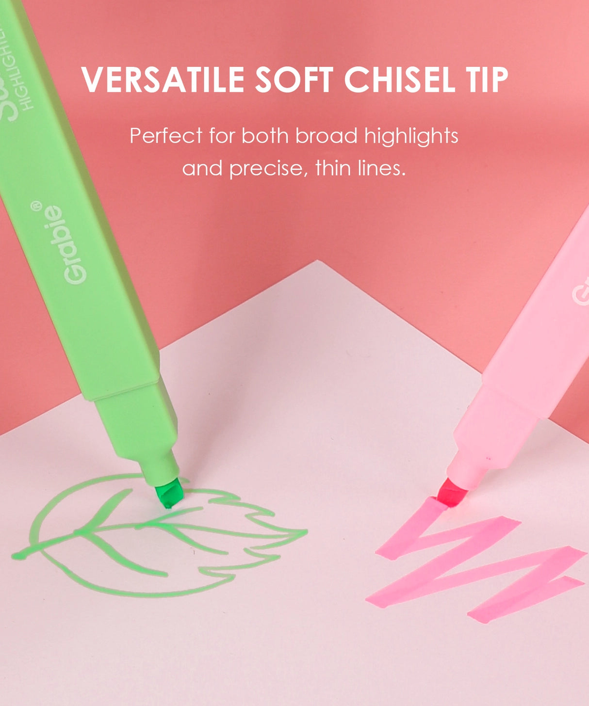 Add a pop of vibrant color and a burst of fruity fragrance to your notes with the Grabie 6 Scented Highlighters set! These premium highlighters combine bold neon inks with a smooth, smudge-free formula that is perfect for studying, planning, and creative journaling.
6 DELICIOUS FRUIT SCENTS - Make your notes smell as good as they look! Each of the six highlighters features its own unique, delightful fruit fragrance corresponding to its neon color: strawberry, orange, lemon, apple, blueberry, and grape.
FAS