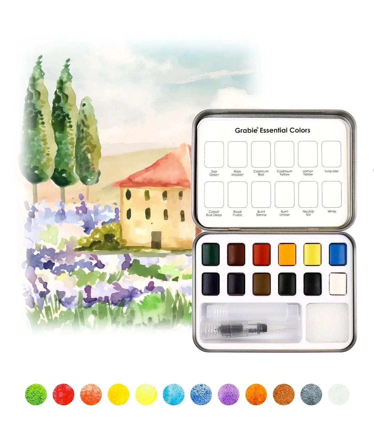 IDEAL SETTING FOR VERSATILE ARTISTS
Embark on a practical creative adventure with our meticulously curated Essential-Themed watercolor gift set. This collection features a watercolor pocket set boasting 12 essential hues, each chosen to reflect the versatility needed for all subjects—from still life to simple landscapes. Accompanied by an intricately illustrated 15-sheet watercolor coloring book, focused on daily essentials and core techniques, this ensemble invites you to explore the fundamentals of waterc