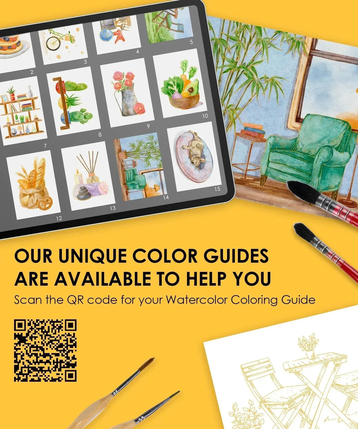 IDEAL SETTING FOR VERSATILE ARTISTS
Embark on a practical creative adventure with our meticulously curated Essential-Themed watercolor gift set. This collection features a watercolor pocket set boasting 12 essential hues, each chosen to reflect the versatility needed for all subjects—from still life to simple landscapes. Accompanied by an intricately illustrated 15-sheet watercolor coloring book, focused on daily essentials and core techniques, this ensemble invites you to explore the fundamentals of waterc