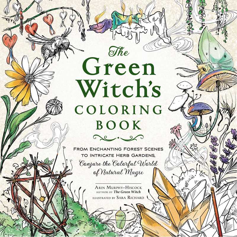 The magic of The Green Witch meets adult coloring with this collection of 35 witchcraft-inspired scenes showcasing the natural elements and mysticism of green witchcraft.
Nurture your creative energy and the green witch within with The Green Witch’s Coloring Book featuring 35 witchcraft-inspired scenes that nourish and nurture green witchcraft lovers. From the Green Witch series, this coloring book includes lush forest scenes to crystal spreads and herb bundles.