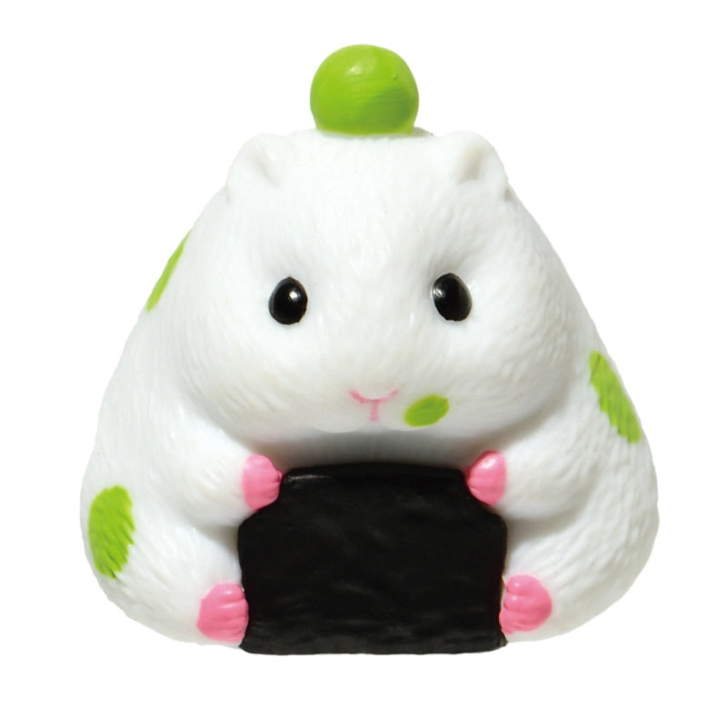 Hamusubi Kororin, Suttonton. Hamsters and rice balls have collaborated! Their adorable appearance will surely catch your eye! Each comes with a little Takuan figurine to display together. Approximately 3.4cm.
Lineup (5 Variants):
Nori Ume (Seaweed & Plum)
Grilled Rice Ball
Bean Rice
Plum Shiso
Gomoku (Mixed Ingredients)