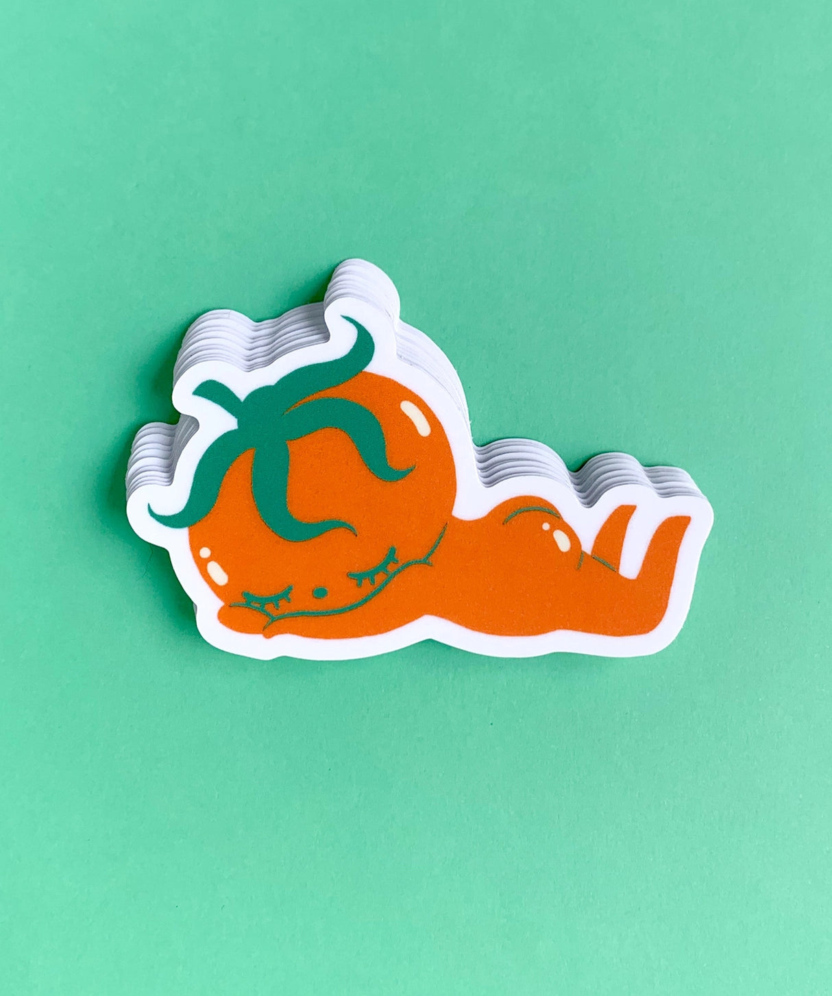 "Sleepy Tomato" Vinyl Sticker made from Hannakin illustration.
Made from a durable waterproof vinyl with a matte laminate that protects it from scratching, rain and sunlight.