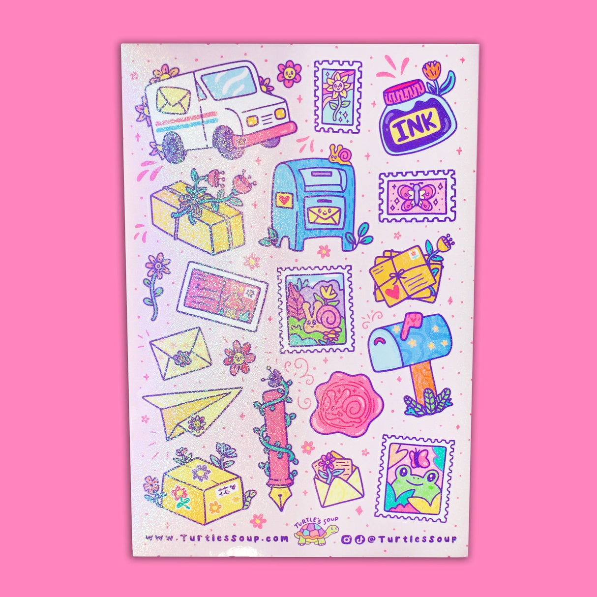 🐢 Our Kiss Cut Sticker Sheets are 4 inches by 6 inches and include one (1) sheet per package, with 10 to 20 individual waterproof, stickers on each.
🐢 Each sheet is enclosed in a sleeve with an art backing card and are retail-ready!
🐢 Stick them on water bottles, laptops, cars, coolers, helmets, skateboards, or just about any flat surface you can think of. 