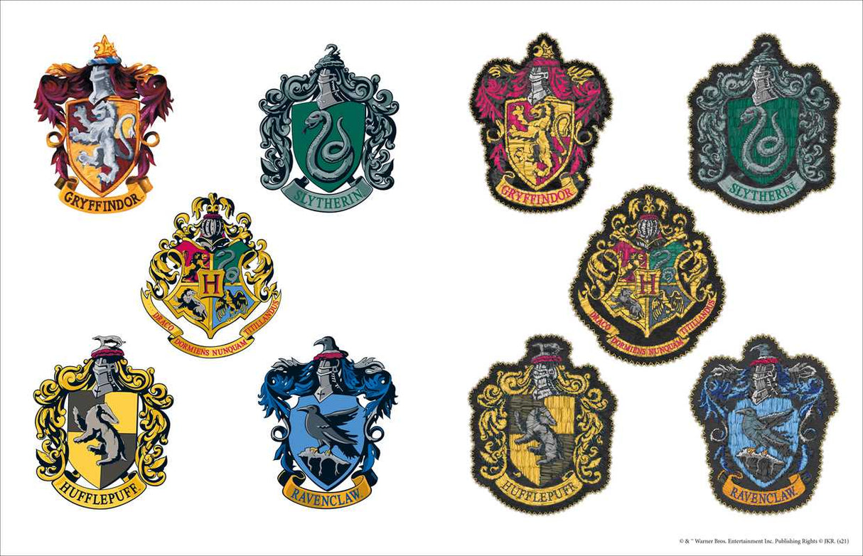 This keepsake book includes more than 934 full-color stickers and showcases unique art inspired by the Harry Potter films.
Create magical decorations and designs with the more than 934 stickers in this collectible book that features Harry Potter film-inspired art! Along with stickers of house crests and banners, Patronus guardians, fantastic beasts, Quidditch equipment, the Yule Ball, images from Diagon Alley—including Weasleys’ Wizard Wheezes and Ollivanders Wand Shop.