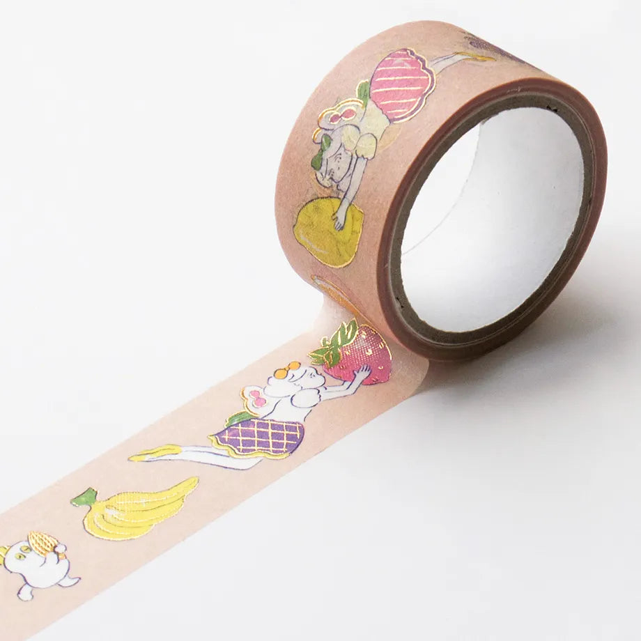 Heisuke Kitazawa Foil Embossed Washi Tape - Everyone Carrying Fruits