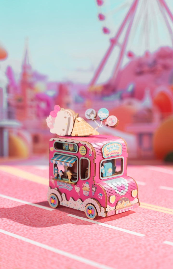 Camión de helados de Hello Kitty® y sus amigos | Rompecabezas de caja de música de madera en 3D