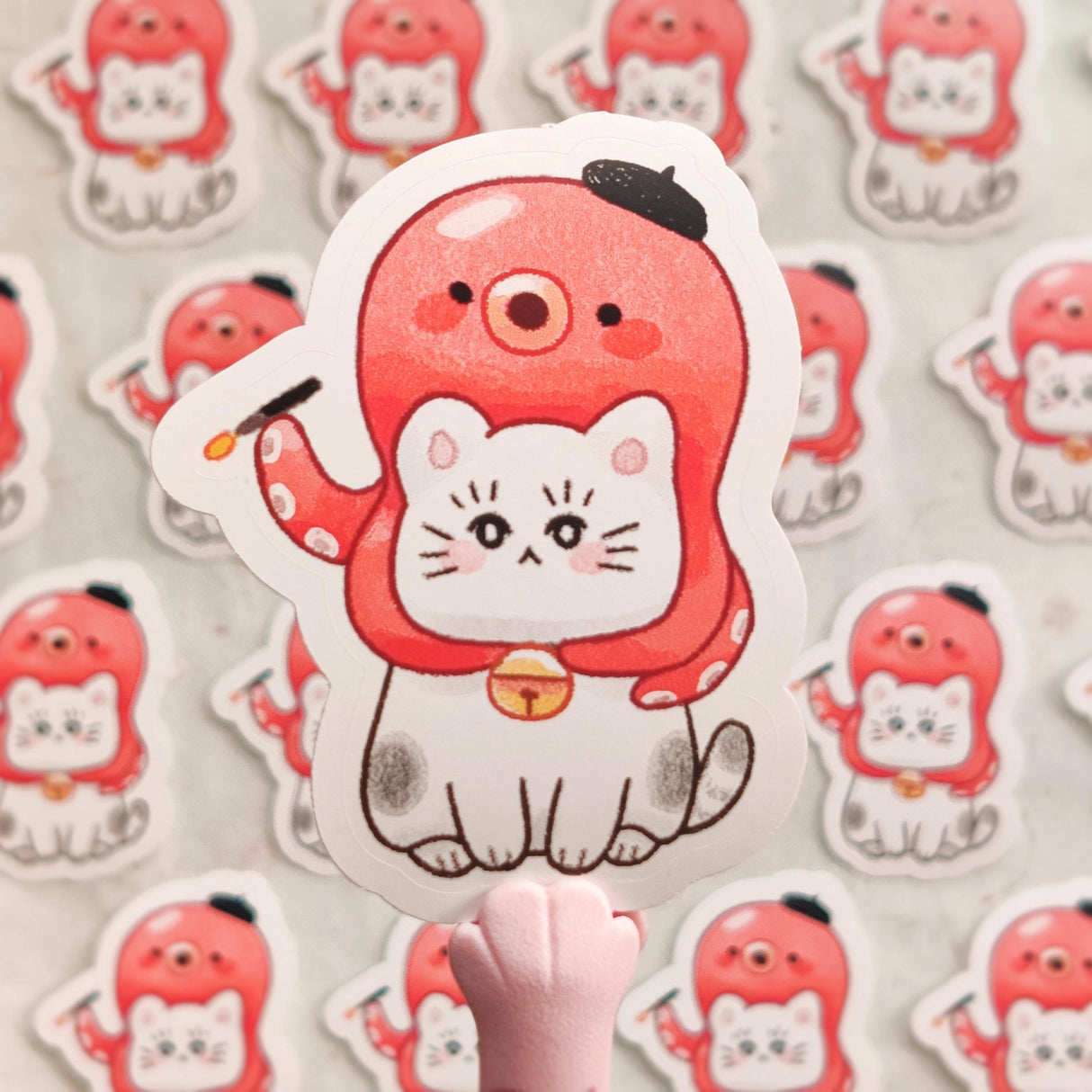 This is a glossy vinyl die-cut paper sticker, illustrated and made in-house by me. It's waterproof and ideal for decorating hard surfaces like laptops, water bottles, and phone cases, adding a cute touch to your belongings.
Material: premium glossy waterproof vinyl