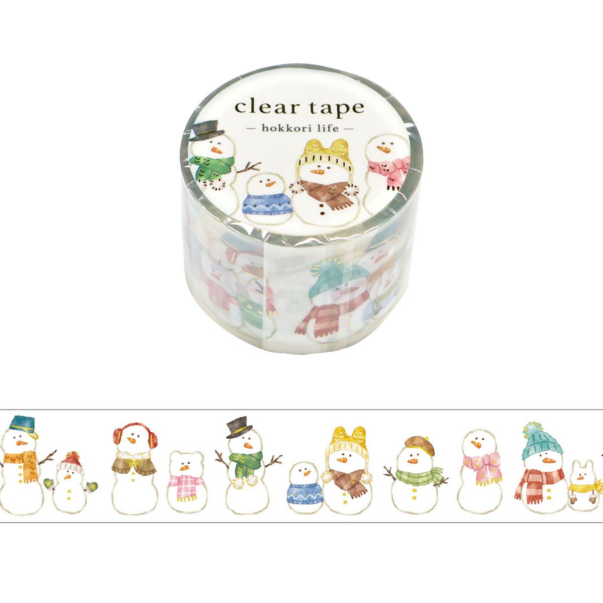 From the popular "HOKKORI LIFE" series, a new winter-like design is now available!
When used together in the series, the winter deco is even more exciting.
Mindwave's clear tape is finished with a matte finish that blends well with paper so that it is easy to use for decoration on notebooks and other items.
Since it is a transparent material, it is recommended to layer it on top of paper material or stickers.
Because it is made of PET material, it is resistant to water and has excellent durability,
so it