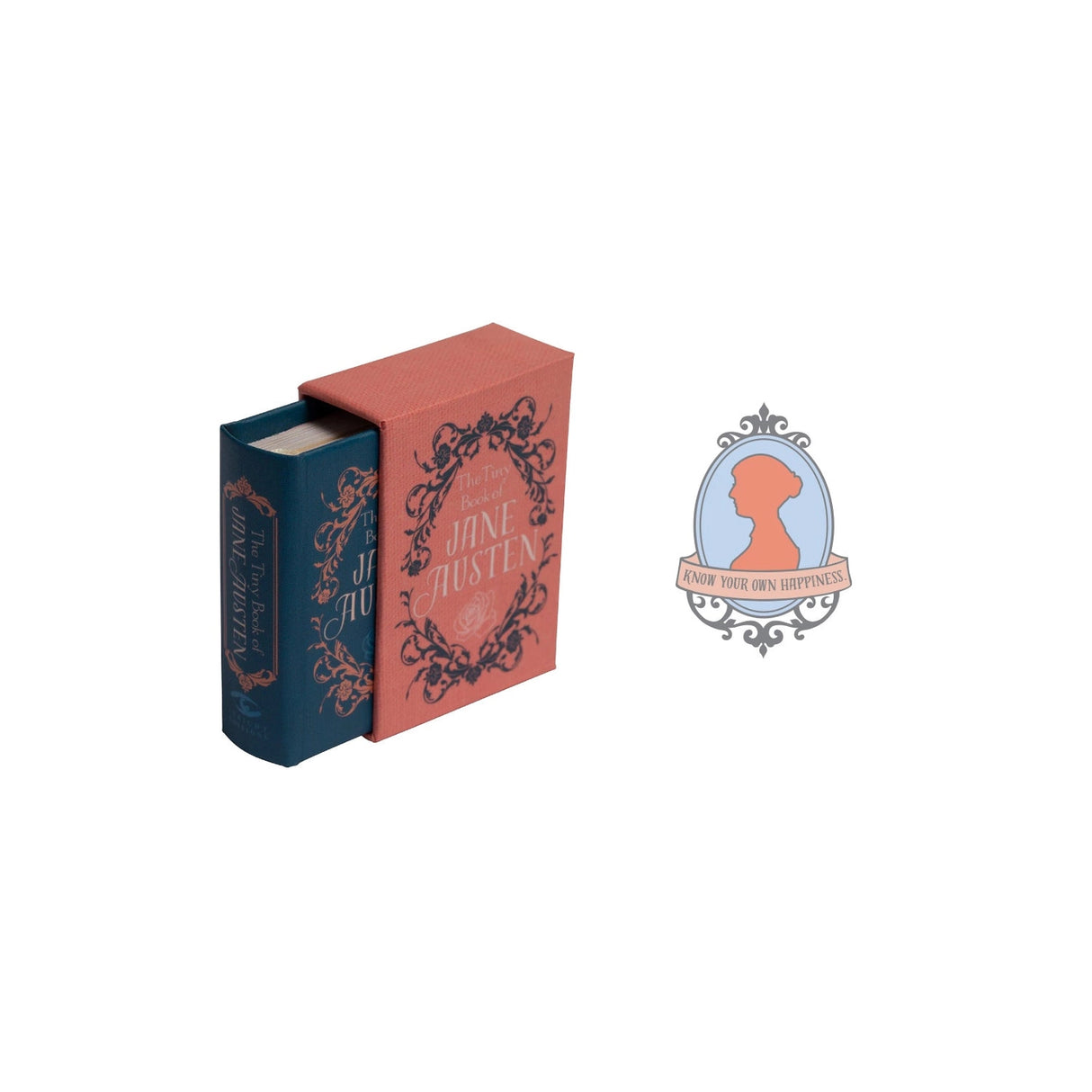 Whether delivering powerful dialogue through her characters or powerful sociopolitical commentary in her letters, Jane Austen has been dazzling readers with exceptional intelligence and humor for more than two centuries. Now fans of Jane Austen can revel in her most memorable quotes with this collectible tiny book and pin set.
NOVELTY TINY BOOK: Completely legible and printed in full color, the tiny book compiles all of Jane Austen’s famous quotes and wisdom along with classic artwork in an appealing mini