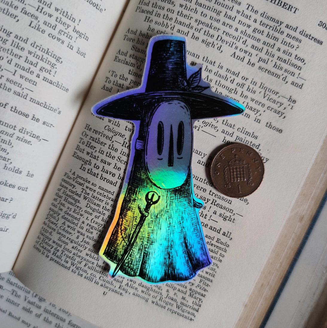 A strange little druid, taken from my original pen and ink artwork and put onto this psychedelic vinyl sticker.