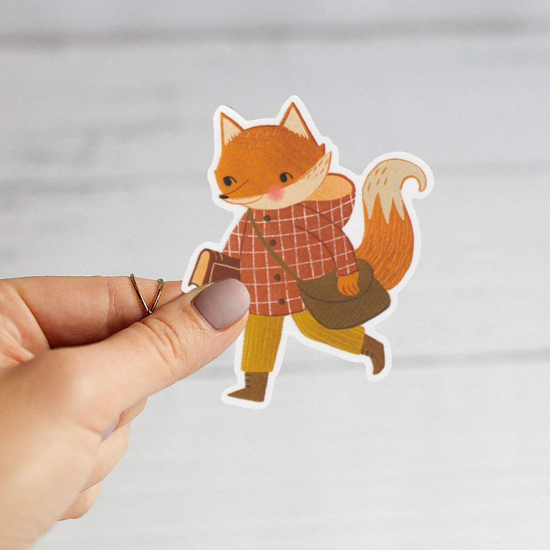 This sticker is made from my original illustrations and features a sweet fox dressed for cool weather carrying their favorite book and satchel. A great gift for bookworms, or back to school.