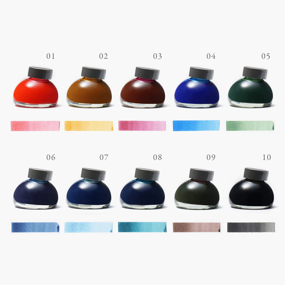 Functional tools for a lifetime of use. Our writing tools are designed to become your companions, developing personal character through the journey of ownership. The simple yet charming glass bottle has been designed for seamless use, creating a bottled ink that's bound to inspire writing with joy.
Once dry, our pigment inks are water resistant and lightfast to ensure your special message stands the test of time. The original bottle has been designed for ease of refill with any pen, while effortlessly bala