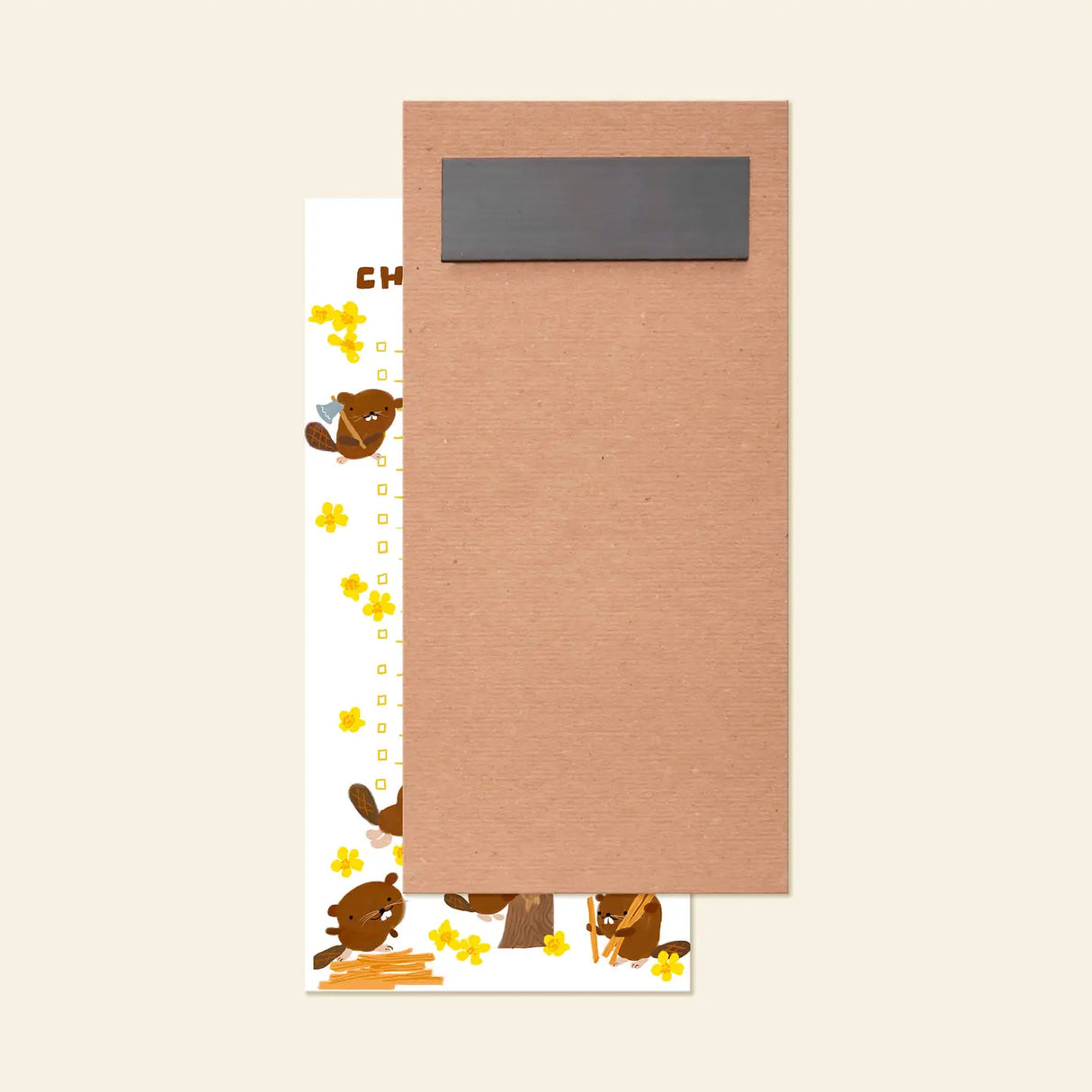 Karen Schipper Magnetic To-Do Notepad - Beaver
Bring playful energy to everyday planning with the Beaver List Pad, a cute animal to-do list pad featuring busy little beavers, bright yellow blossoms, and a cheerful “chipping away at my tasks” message. The whimsical artwork gives this list pad strong personality while still making it practical for reminders, errands, and daily to-dos.
Professionally printed full color
Size: 4.25" x 8.5"
65 tear-off sheets
Attached magnet
Padded with cardboard back
Prin