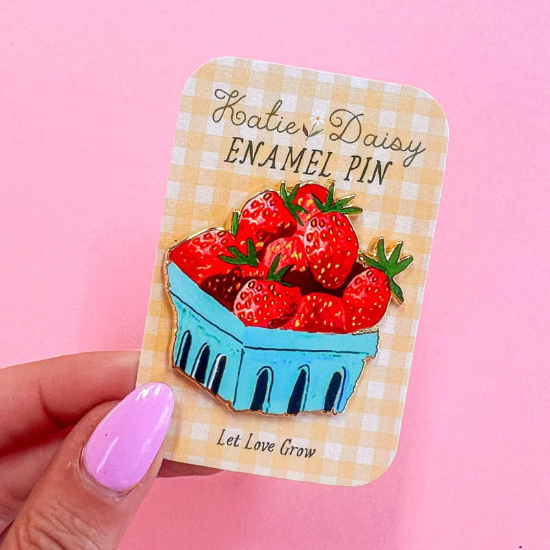 Strawberries Enamel Pin by Katie Daisy
A tiny treasure to pin on your jacket, tote, or favorite old flannel—each one a little love letter to country delights, small joys, and the art of noticing.