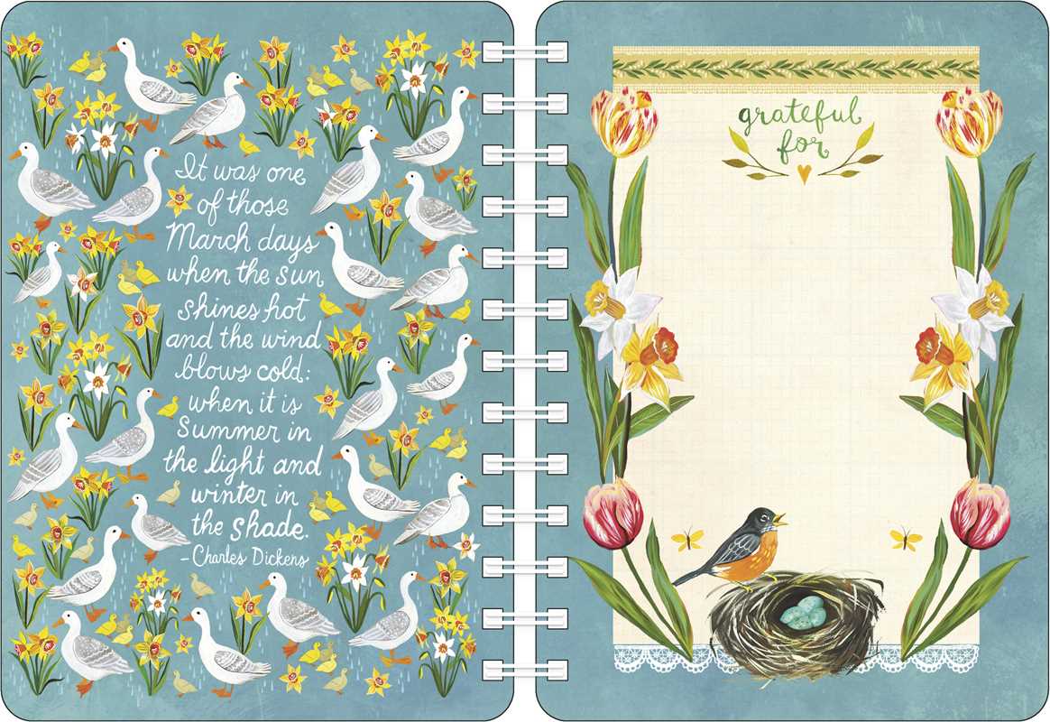 Stay organized and be inspired by the Katie Daisy 2027 Weekly Planner. The planner's vibrant watercolor art celebrates the everyday delights of simple comforts and living in harmony with nature.
Each themed month highlights colorful paintings of artist Katie Daisy’s favorite things –– wildflowers, birds, butterflies, the cozy countryside, and household treasures. With every page thoughtfully designed to showcase this gorgeous artwork, there is also ample room for planning, to-do lists, and writing all the