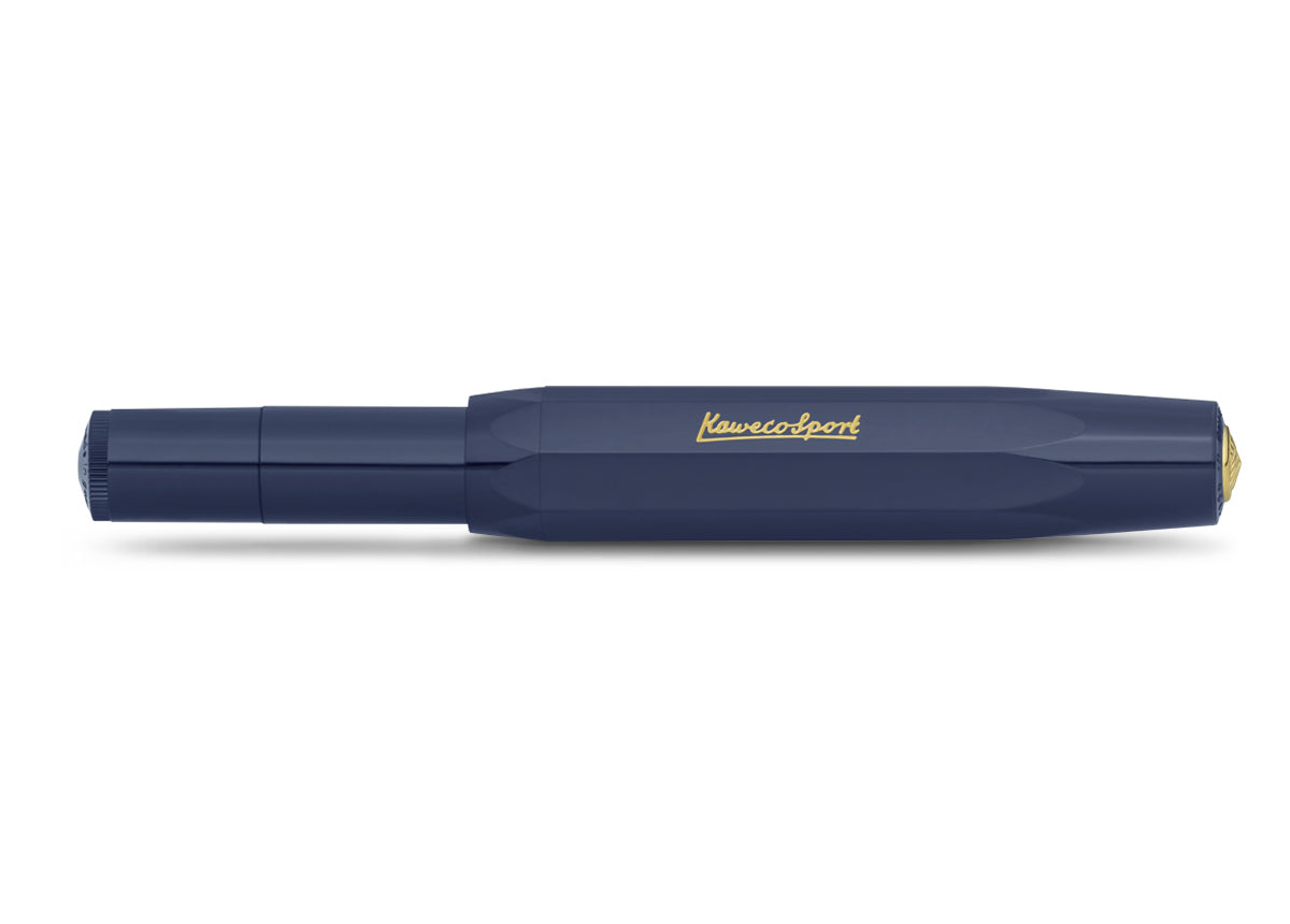 Kaweco CLASSIC SPORT Gel Roller Navy
The rollerball in the color navy captivates with a deep, saturated blue. The color name was coined by the dark blue uniforms of the British Royal Navy officers of the 17th century. It makes us dream of the vastness of the sea and promotes our inspiration.