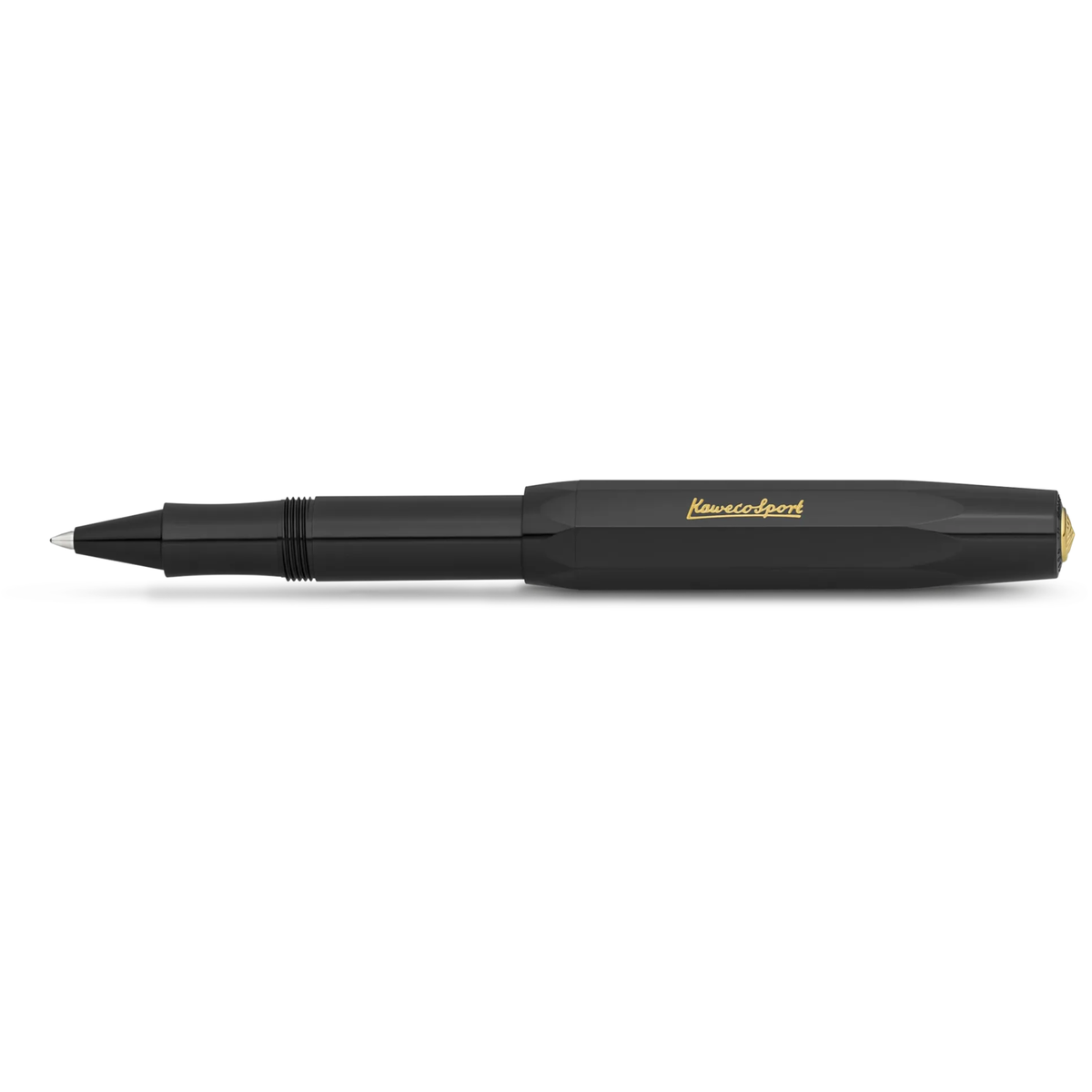 Kaweco CLASSIC SPORT Rollerball - Black
All black everything - our rollerball in black cuts a fine figure with everything. Elegant and classic, the colour can be combined with various notebooks, papers and other accessories.
The Kaweco Sport has been around since 1911. The rollerball for the bag has a size of only 10.5 cm when closed and grows to a normal size of 13 cm with the cap on.
The invention of the rollerball enables particularly easy and gliding writing. The gel flows uninterruptedly over the ce