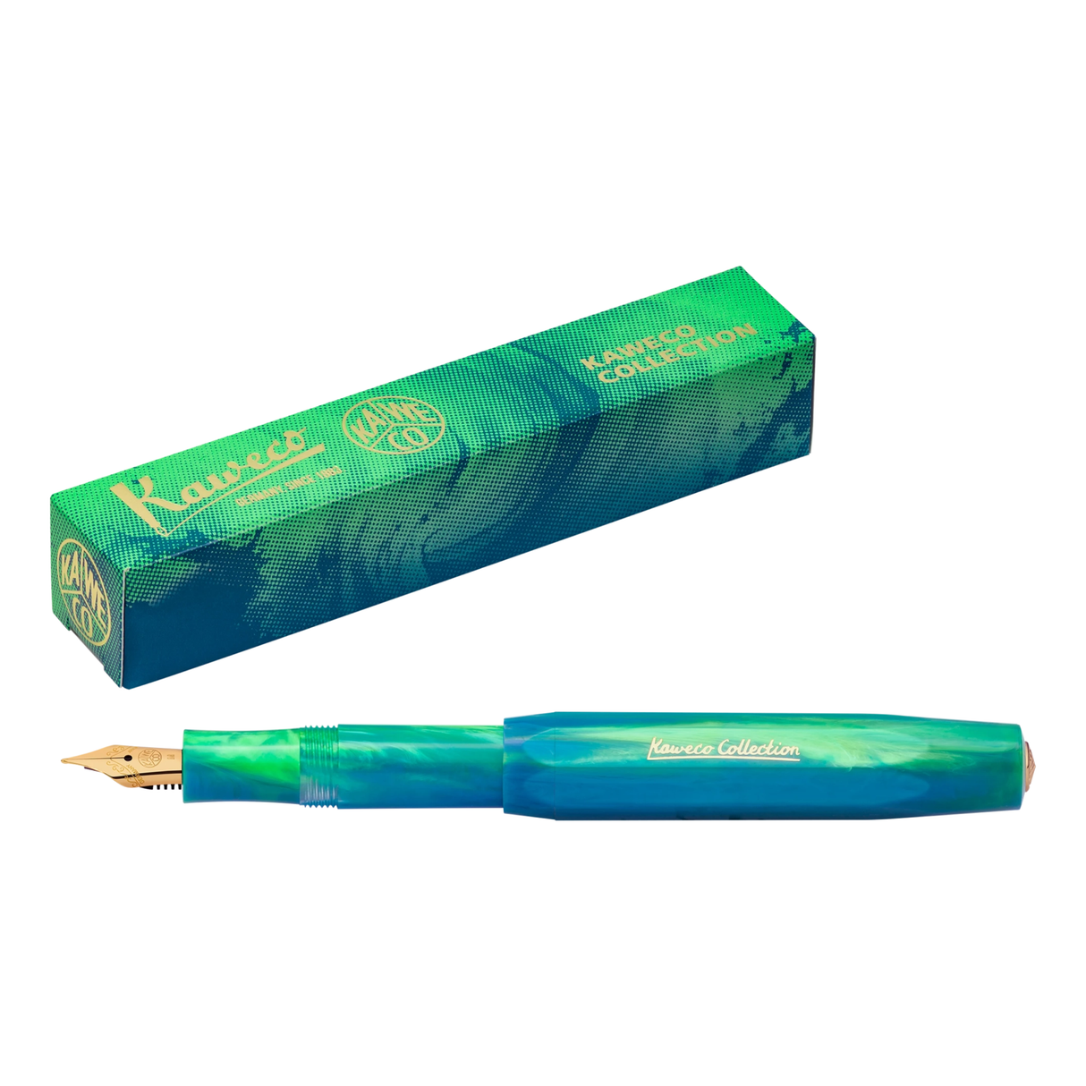Kaweco COLLECTION Fountain Pen - Marble Ocean
Explore the depths of the world's oceans
Get ready to go on a treasure hunt with our new Kaweco Collection fountain pen. The Marble Ocean combines the dynamic shades of green and blue with flowing lightness, which reflect the variety of colours of the ocean. From crystal clear, turquoise waters, deep blue seabed and even fluorescent flora and fauna, the Kaweco Collection Marble Ocean finds a stream of inspiration in it.