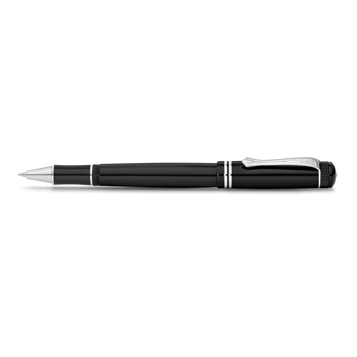 Luxurious roller ball in nostalgia design made of high-grade acrylic with elegant elements.
The decorative elements and proportions are based on those of the golden 1920s. This treasure of the German heyday of art, culture and science has been preserved in detail. The Gel Roller allows effortless writing and an exceptionally writing experience.
The roller ball consists of more than 15 individual parts. The pen lining is made of deep black acrylic (PMMA) and polished and assembled by hand.
The Kaweco DIA2